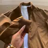 Chaqueta Maillard Marrón con Cuello Alto para Hombre, Marca de Tendencia Otoñal, Elegante Chaqueta de Béisbol Americana, Abrigo de Primavera para Hombre
