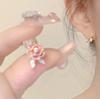 Clipe de orelha de flor de rosa rosa em vento frio sem orelhas elegante pequeno doce gota esmalte mosquito bobina clipe de orelha