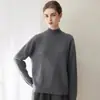 Suéter de cashmere com gola alta, nova blusa de malha feminina para outono e inverno de 2026, estilo elegante, cor sólida, suéter pulôver curto