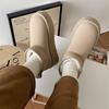 Botas de neve para mulheres 2022 outono e inverno novos all-match bico redondo retro muffin algodão-acolchoado sapatos online celebridade ins botas de tornozelo de sola grossa