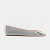 Zapatos Planos de Punta Cuadrada Versión Alta Color Gris Elefante RV con Hebilla Cuadrada para Mujer, Estilo Francés con un Toque de Lujo, Piel Genuina, Zapatos de Ballet Internos que Aumentan la Altura