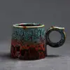 Juego de Taza y Platillo para Café Hecho en Horno Taza de Cerámica Taza Creativa para Arte Latte Taza Retro para el Té de la Tarde Taza con Asa Colgante