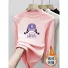Camiseta Térmica Escovada de Manga Longa para Meninas, Novo Estilo Outono/Inverno 2026, Blusa Quente para Bebê Menina
