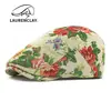 Boina Personalizada de Estilo Étnico para Mulheres, Boina Bordada Floral Retro Britânica, Boné Versátil Casual para Uso Diário, Chapéu de Pintor