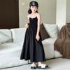 Vestido Chaleco sin Mangas para Niñas Estilo Coreano Estilo Occidental 2024 Nuevo Verano Moda Infantil Falda con Tirantes y Costuras sin Espalda