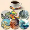 Jogos Americanos de Madeira para Novos Produtos Transfronteiriços, Porta-Copos Redondos de Madeira, Artesanato de Madeira para Festas Familiares, Porta-Copos Decorativos de Madeira