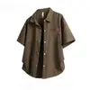 Camisa Delgada de Verano para Hombre, Manga Corta, Diseño Versátil, Estampado Completo de Cuadros Burbuja, Camiseta Talla Grande, Cuello Campana, Manga Media