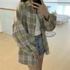 Camisas Xadrez Atacado para Mulheres, Design Estilo Coreano, Camisas Soltas Versáteis Retrô Primavera e Verão, Jaquetas Camada Interna com Proteção Solar