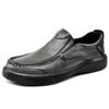 Zapatos de hombre de piel auténtica, primavera y otoño 2022, zapatos de papá con suela suave antideslizante, zapatos casuales de cuero sin cordones que combinan con todo.
