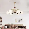 [Yan Xuan] Lustre medieval francês novo Bauhaus nogueira cor feijão mágico retro vidro mestre lâmpada do quarto