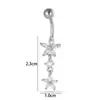 Piercing de Umbigo Henson em Aço Inoxidável com Zircônia Inlaid de Cobre, com Pingente de Borboleta e Franja, Piercing de Umbigo Estilo Europeu e Americano Transfronteiriço