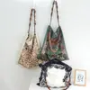 Bufanda de Seda Francesa Estampado de Arte Doble Cara Bolso Tote Gran Capacidad Bolso de Viaje Bolso de Hombro con Cuentas para Axila Bolso de Mano para Mujeres
