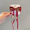 Tocado Hanfu para niños, venta al por mayor, linda horquilla para niñas, cinta larga, borla, pinza para el cabello, accesorios para el cabello de bebé de color rojo occidental
