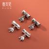 Colgante de Tubo Corto de Bendición Antigua de Plata Lisa S925 con Espiga de Trigo DIY Colgante para Pulsera Material de Cuerda Hecho a Mano Accesorios S0174