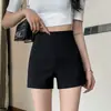 Shorts leggings femininos elásticos e justos para outono e inverno, forrados com fleece e espessados, adequados para usar como peça externa, hot pants que abraçam o quadril, cintura alta, shorts boot de corte A emagrecedor, modernos