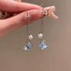 Cita de Primavera Nuevo Estilo Chino Pendientes de Borla de Mariposa Populares Pendientes Largos de Alta Gama Pendientes de Botón para Mujer