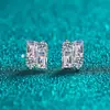 Pendientes de cristal de vidrio con pasador de plata S925 para mujer, pendientes rectangulares normales, pendientes simples de moissanita, regalo compacto y versátil
