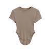 251016-2025 Nuevo Estilo Estilo Puro Deseo Casual Top de Cuello Redondo para Mujer, Camiseta Base Sexy Adelgazante de Manga Corta Europea y Americana