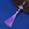 Abanico de Cinco Estrellas de Doble Cara con Flecos de Borla de 8 cm Estilo Chino Broche Tradicional Hanfu Colgante de Borla para Bolsita