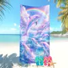 Toalla de Playa Temu Transfronteriza Más Vendida Lindo Dibujo Animado Estampado de Animales Marinos La Sirenita Toalla de Baño Infantil