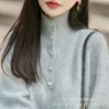 Suéter de Lana con Forro Polar y Cuello Alto Estilo Old Money Vintage para Mujer, Suéter Pulóver Casual, Top de Punto Holgado