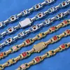 Colar de Joias com Pedras Preciosas Coloridas Hip-Hop Transfronteiriço Europeu e Americano Pulseira Masculina Tendência Personalizada Colar de Zircônia Joias Personalização