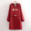 Bata Estilo Coreano Dibujos Animados Manga Larga Delantal Talla Grande Cocina Casera Impermeable y Resistente al Aceite Estampado Unisex Catering Holgado