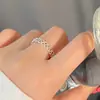 Anel de Laço Rosa Doce com Diamante para Mulheres Usarem Elegante e Fashionável Anel Aberto de Prata S925 Anel para Dedo Indicador