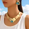 Pulsera Abierta Geométrica con Forma de E Nueva y Moderna Transfronteriza Conjunto de Joyería de Anillo de Pulsera Abierta Simple y Elegante Elegante