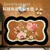 Alfombrilla de baño estilo retro, ligera y lujosa, con diseños florales únicos, hecha de tierra de diatomeas para absorción y secado rápidos, adecuada para inodoros y baños, y que ofrece resistencia a las manchas y propiedades antideslizantes