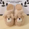 Pantuflas de Oso Pequeño de Dibujos Animados Calidez para el Hogar Pareja Interior Invierno Lindas Pantuflas de Algodón para Mujer del Hogar Pantuflas Peludas para Mujer