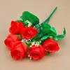 Flor Artificial Botão de Rosa Buquê Flor Falsa Flor de Plástico Flor de Tecido Flor Colorida Rosa Pêssego Sala de Estar Decoração de Mesa Flor