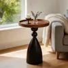 Sofá de sala de estar estilo vintage, mesa auxiliar de madera maciza, mesa auxiliar de diseño retro francés para dormitorio, mesita de noche, mesa pequeña