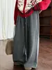 Pantalones de Pana Luxi Retro con Forro de Lana, Cordón, Pierna Ancha para Mujer, Nuevo Estilo Otoño e Invierno, Holgados y Adelgazantes, Pantalones Casuales de Arroz Glutinoso 1763