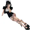 Nuevo Cheongsam Clásico de Qian Nai Uniforme Ropa Interior Sexy Tentación Sexy Pijama Hueco Traje Pasión 8064