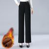 Pantalones de pana para mujer de mediana edad y mayores, mono de terciopelo acolchado, pantalones largos de cintura alta, pierna recta, primavera, otoño e invierno, pantalones de pierna ancha para madre, terciopelo