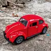 Carro de Polícia Táxi Fusca Clássico Retro Realista de Porta Dupla Carro de Liga Metálica Puxa-de-volta Modelo de Carro Ornamento Pequeno Brinquedo