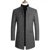 Nueva Chaqueta de Lana para Hombre 2026 con Cuello Alto para Hombres de Mediana Edad, Estilo Otoño e Invierno, Abrigo de Lana para Papá