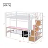 Cama litera de tamaño completo para uso doméstico con escritorio y escaleras, de comercio exterior transfronterizo, cama metálica de doble capa, dormitorio integrado, moderno y minimalista