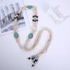 Cinturón de mujer estilo étnico estilo europeo y americano DIY tejido cinturón Hanfu cadena de cintura tejida de acrílico turquesa para mujer