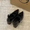 Primeiro Encontro Temporada Salto Alto Bico Fino Francês Elegante Comute Sapatos de Salto Único Feminino Salto Grosso Tira Única Mary Janes