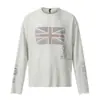 BLAEXIT Camiseta Masculina Manga Longa Casual Estilo Streetwear Americano Lavada Desgastada Estampada Base Preta Primavera