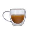Taza de café de doble capa con aislamiento térmico, estilo americano, transparente, de vidrio con asa, resistente al calor, para oficina, para té y bebidas frías.