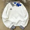 Moletom Spliced Estilo Minimalista de Nicho com Gola Polo Falso Unissex Outono/Inverno 2025 Top Solto Estilo Coreano