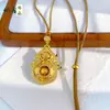 A Mesma Nova Chinoiserie Vida Quatro Lindo Pingente de Cabacinha com Loja de Ouro, Corrente de Suéter de Cabacinha Grande de Alto Padrão em Ouro de Areia Antigo