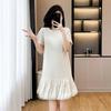 Vestido Preto Curto Liso Sexy para Mulheres Verão Novo Tamanho Grande Saia Solta Emagrecedora