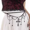 Moda Europea y Americana Cadena de Cintura con Borlas Cruzadas y Perlas Elegante de Moda Occidental Sexy Accesorios Sexy Joyería de Nicho para Mujeres