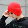 Gorro de lana transfronterizo europeo y americano para hombre, nuevo gorro de punto de color sólido, moda de otoño e invierno, protección para los oídos, gorro informal cálido