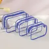 Saco à Prova d'Água de Borracha Macia Transparente de PVC com Zíper à Prova d'Água Simples para Viagem Passeio Necessaire Maquiagem Cosméticos Bolsa Espessada