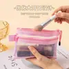 Bolsa de Almacenamiento de Malla de Doble Capa para Viaje, Pasaporte, Documentos, Bolsa Portátil con Cremallera, Cubierta Protectora, Portatarjetas Bancarias, Portatarjetas de Identificación